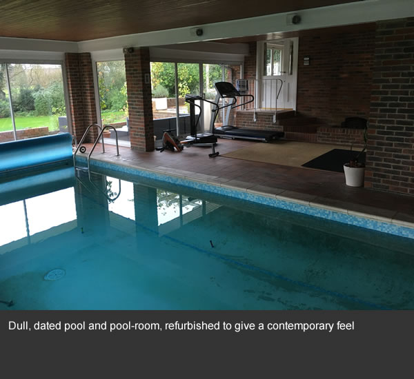 Dull, dated pool and pool-room, refurbished to give a contemporary feel